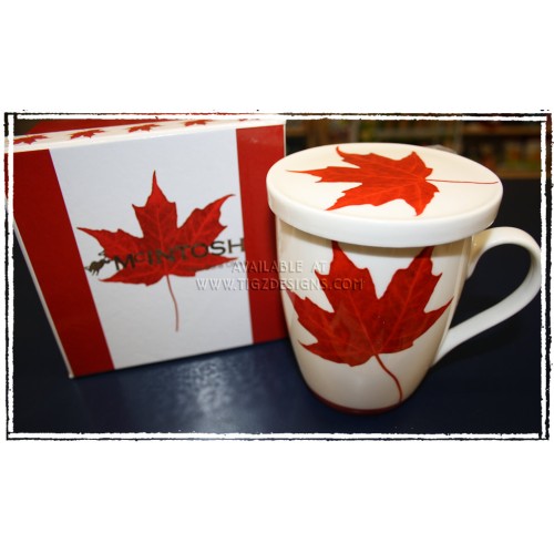 McIntosh Fine Bone China - Memories of Canada Tea Mug w/infuser & Lid